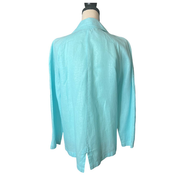 Elliott Lauren Open Jacket in Teal Green Linen Size 2 - Picture 3 of 5